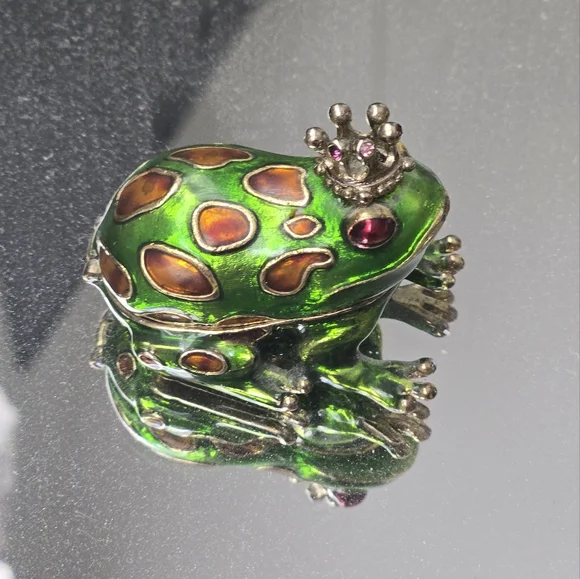 Vintage Monet Prince Charming Frog Trinket Box For Jewelry - Picture 1 of 9